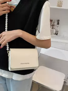 輕便商務休閒菱形公主人造珍珠和水鑽珍珠鍊和裝飾迷你字母圖案人造珍珠肩帶斜挎包適合派對、婚禮、舞會和晚宴、口紅、女式珍珠包適合青少年女孩女大學生、新秀和白領完美適合辦公室、大學、工作、商務、通勤、戶外、旅行、郊遊