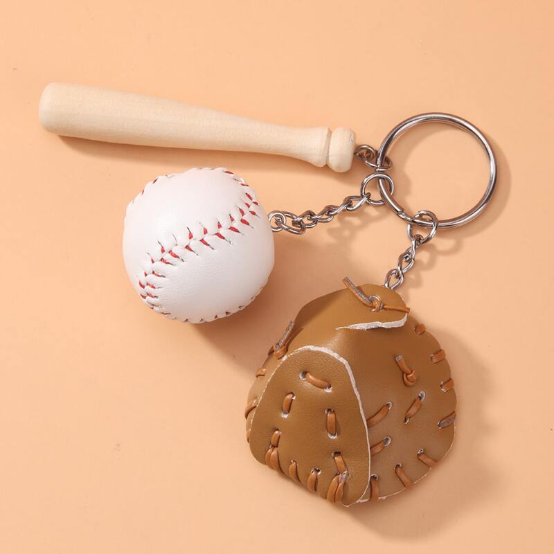 

Baseball Charm Keychain, Brown