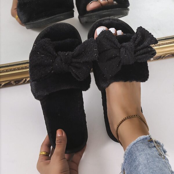 

Bow Decor Home Slippers, Black