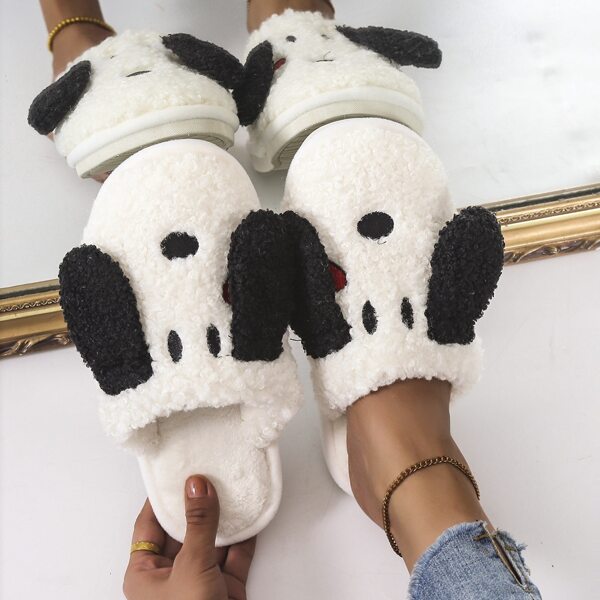 

Cartoon Design Fluffy Home Slippers, Beige