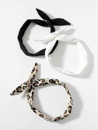 3pcs Leopard Print Hair Band Cute Headband Turban Headband Sweatband, School Stuff, College, Headbands Fall Winter Hair Accessories For Women Bows For Vacation Outfits Woman Elegant Scarf Women Bandana Soft Headwrap