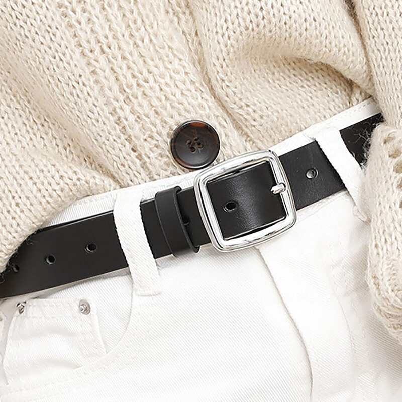 

Simple Solid Buckle Belt, Black