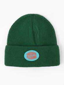 針織袖口豆豆帽 - 綠色 - 查看 2