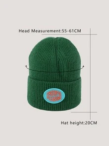 針織袖口豆豆帽 - 綠色 - 查看 4