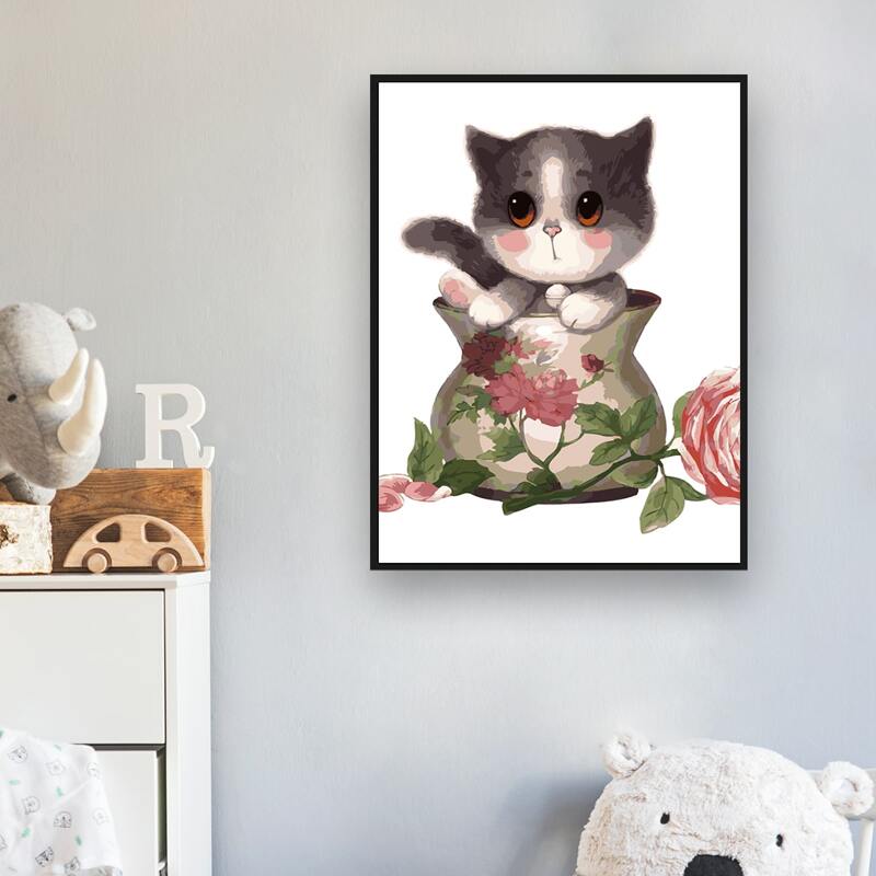 

Cartoon Cat Print DIY Diamond Painting Without Frame, Multicolor
