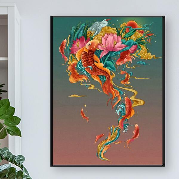 

Koi Print DIY Diamond Unframed Painting, Multicolor
