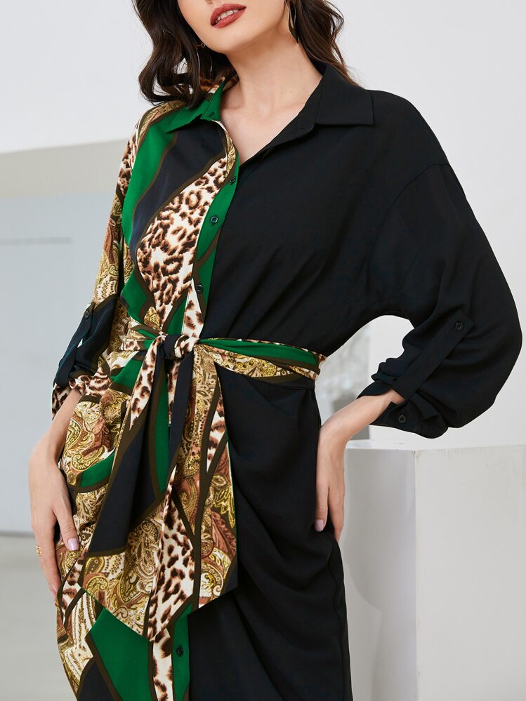 Modelyn Đầm Thắt lưng Chắp vá Thanh lịch - Nhiều màu - Xem 5