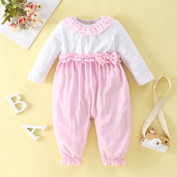 

Baby Colorblock Frill Trim Jumpsuit, Multicolor