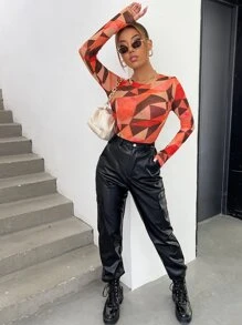 SHEIN ICON 撞色幾何印花上衣 - 彩色 - 查看 3