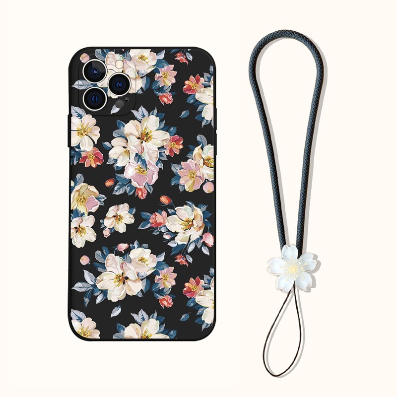 

Flower Pattern Phone Case With Lanyard, Multicolor