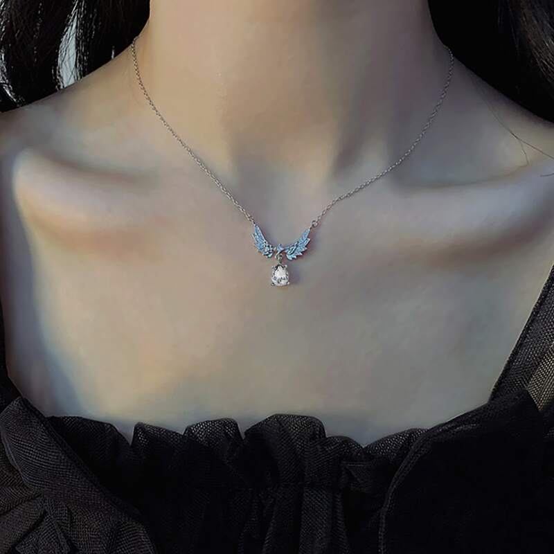 Rhinestone Decor Chain Necklace, Silver