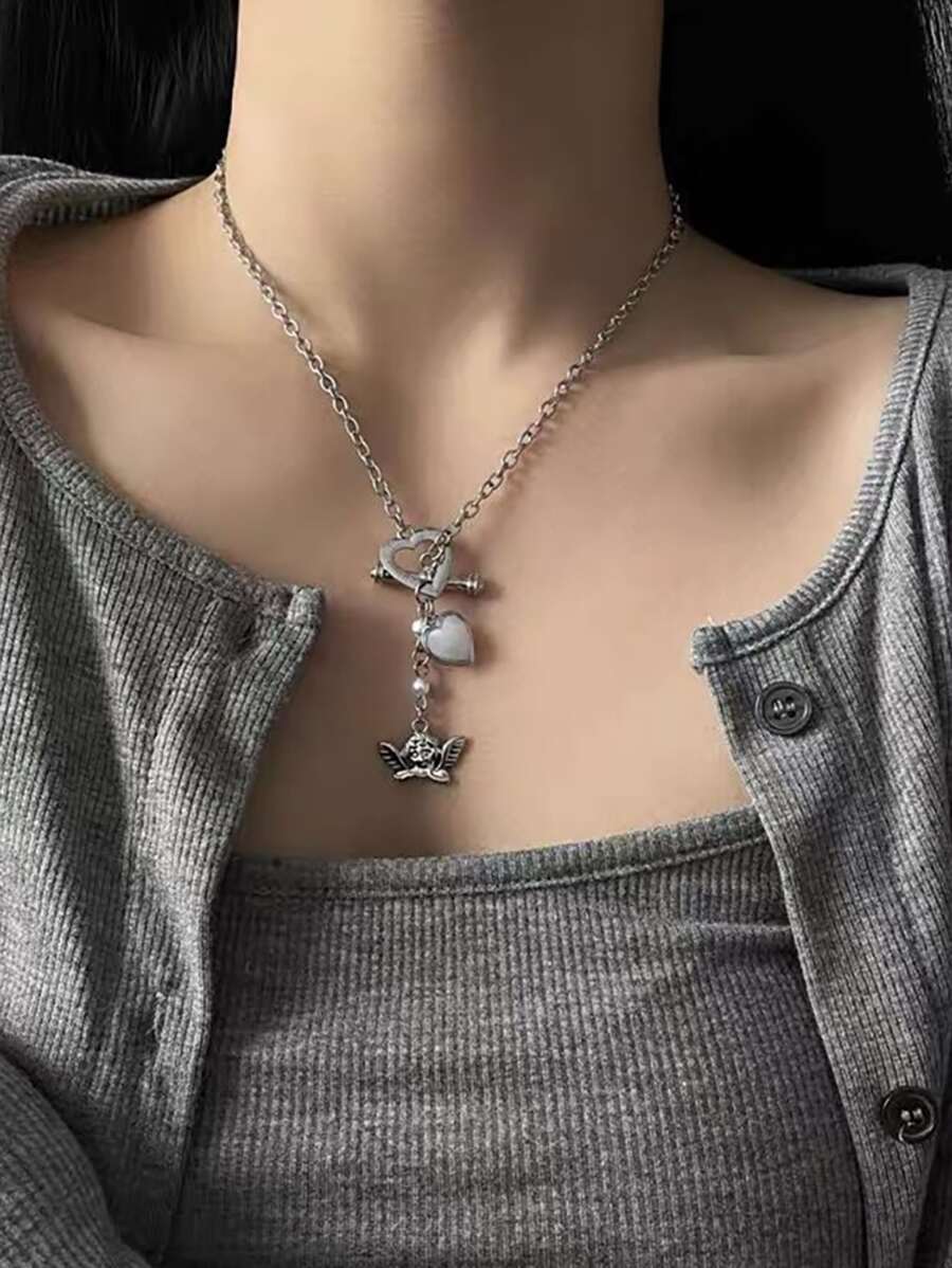 Collar con accesorio ángel - Plateado - Ver 1