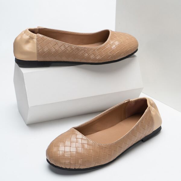 

Minimalist Braided Design Ballet Flats, Khaki