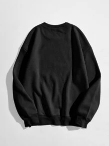 Flirla Sudadera de hombros caídos unicolor - Negro - Ver 2