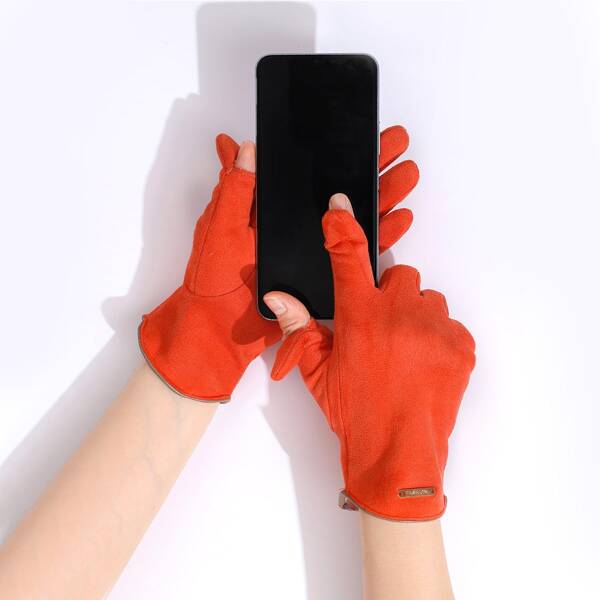 

Metal Label Decor Gloves, Burnt orange