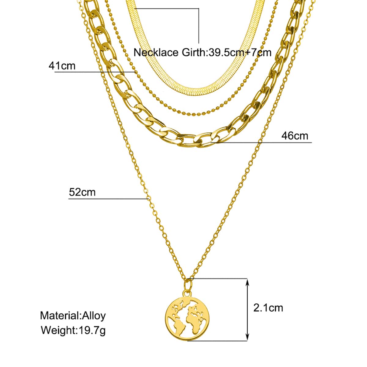 

Geo Pendant Layered Chain Necklace, Gold