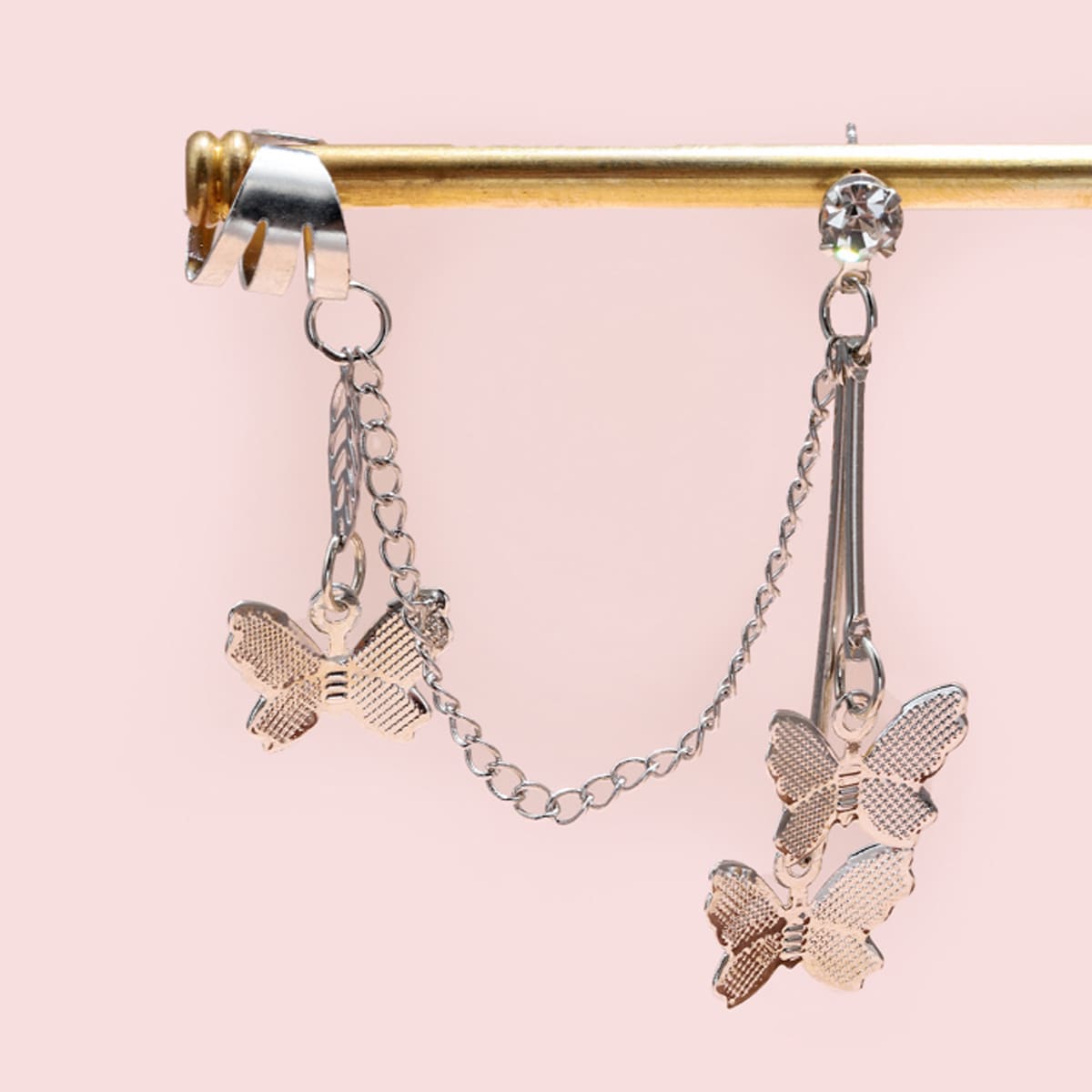 

1pc Butterfly Ear Cuff, Silver