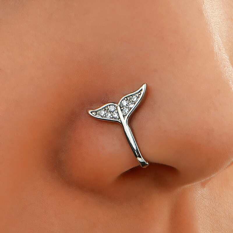 

Rhinestone Decor Nose Ring, Silver