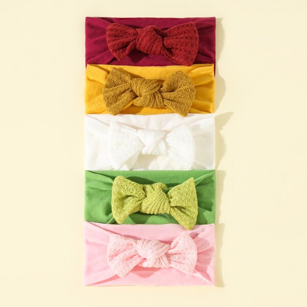 

5pcs Baby Bow Decor Hair Band, Multicolor