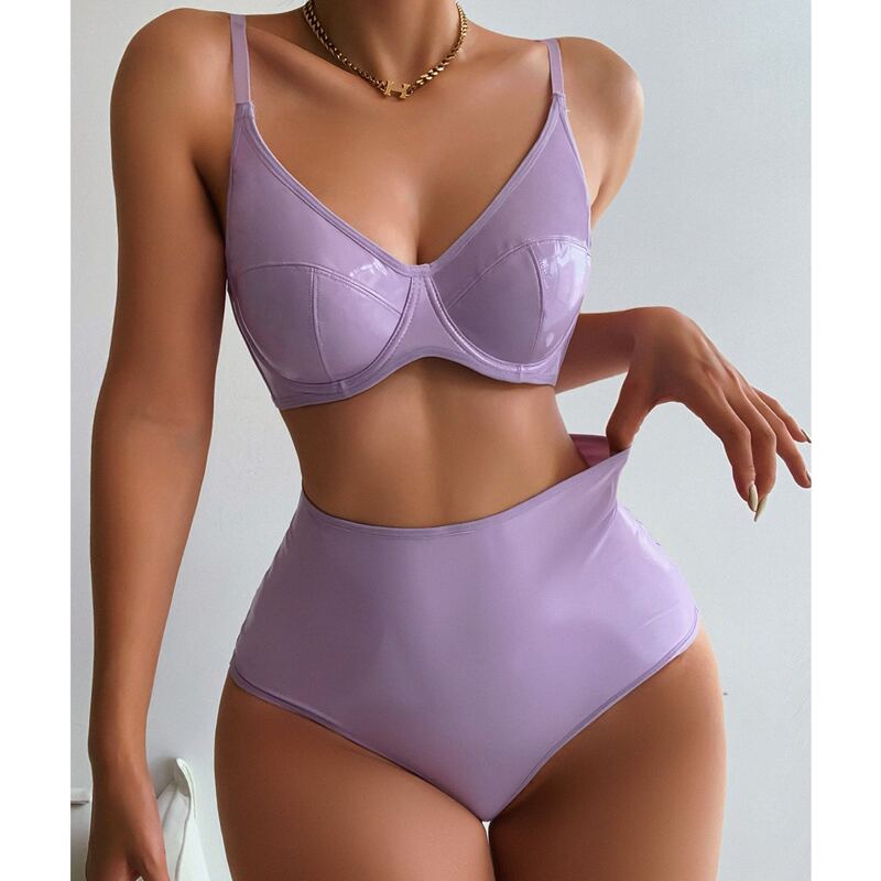 

Solid Underwire Lingerie Set, Lilac purple