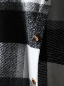 Manfinity Homme Men Pocket Front Plaid Tweed Overcoat Without Hoodie - Black and White - View 3