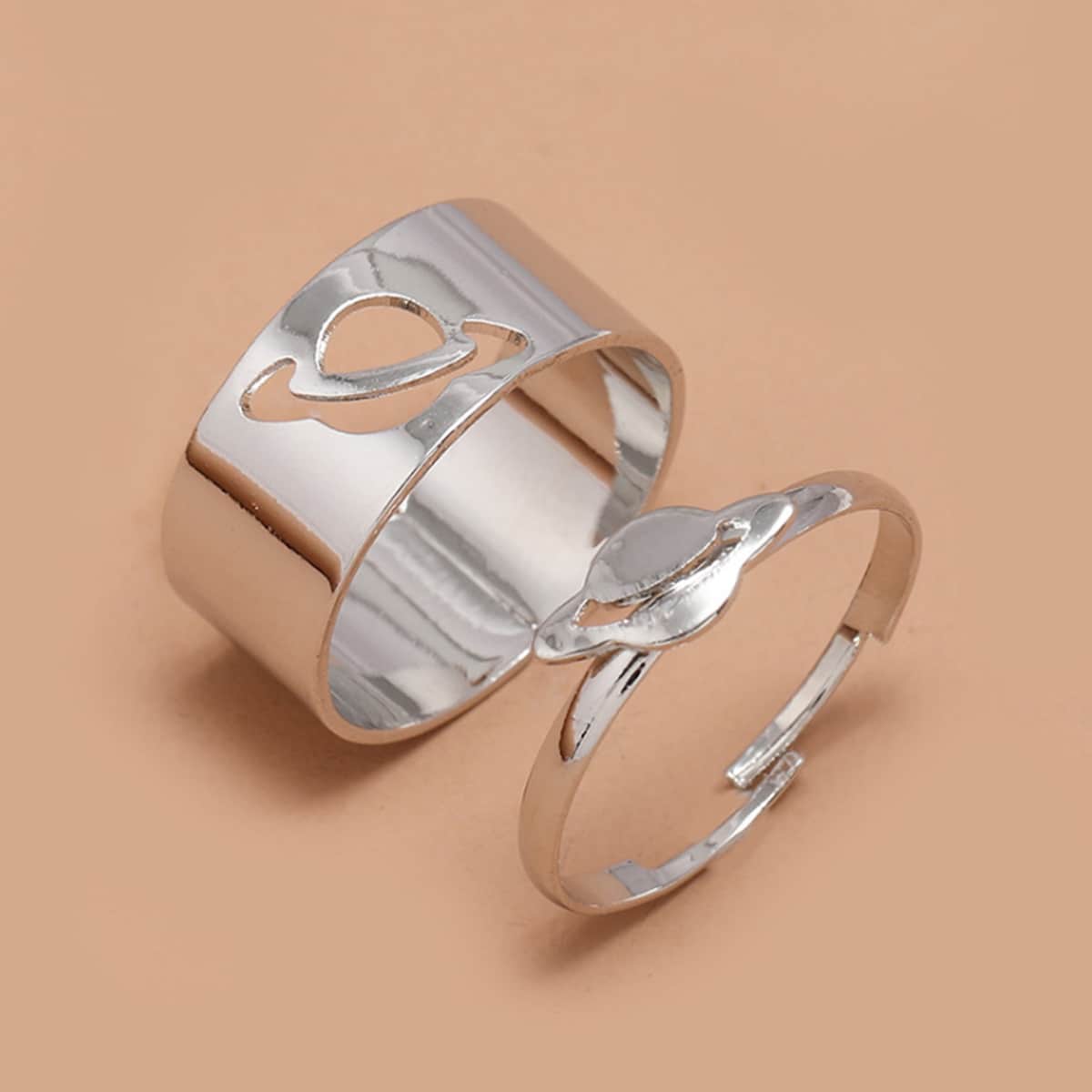 

2pcs Planet Decor Ring, Silver
