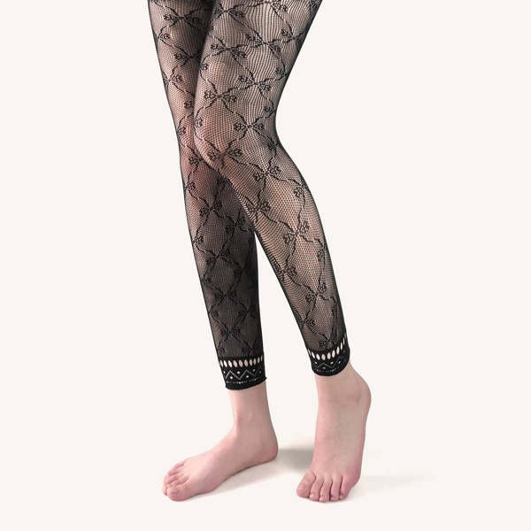 

Bow Pattern Fishnet Leggings, Black