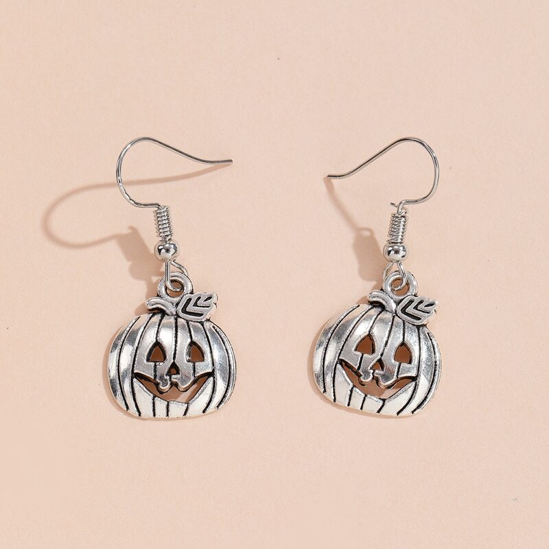 

Halloween Pumpkin Drop Earrings, Silver