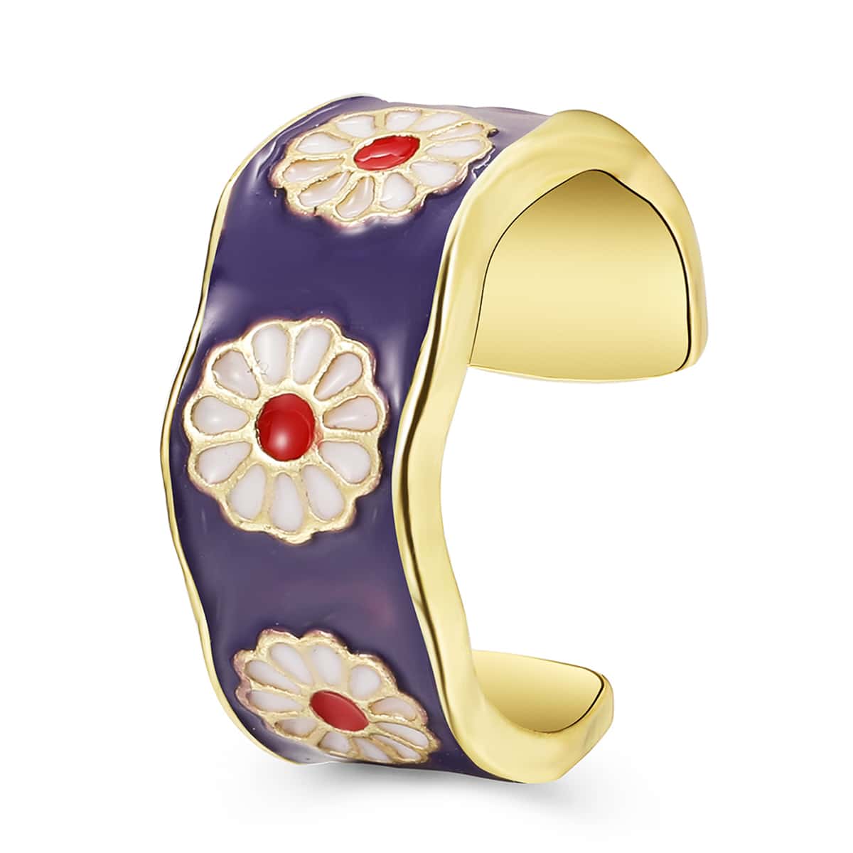 

Floral Graphic Cuff Ring, Navy blue
