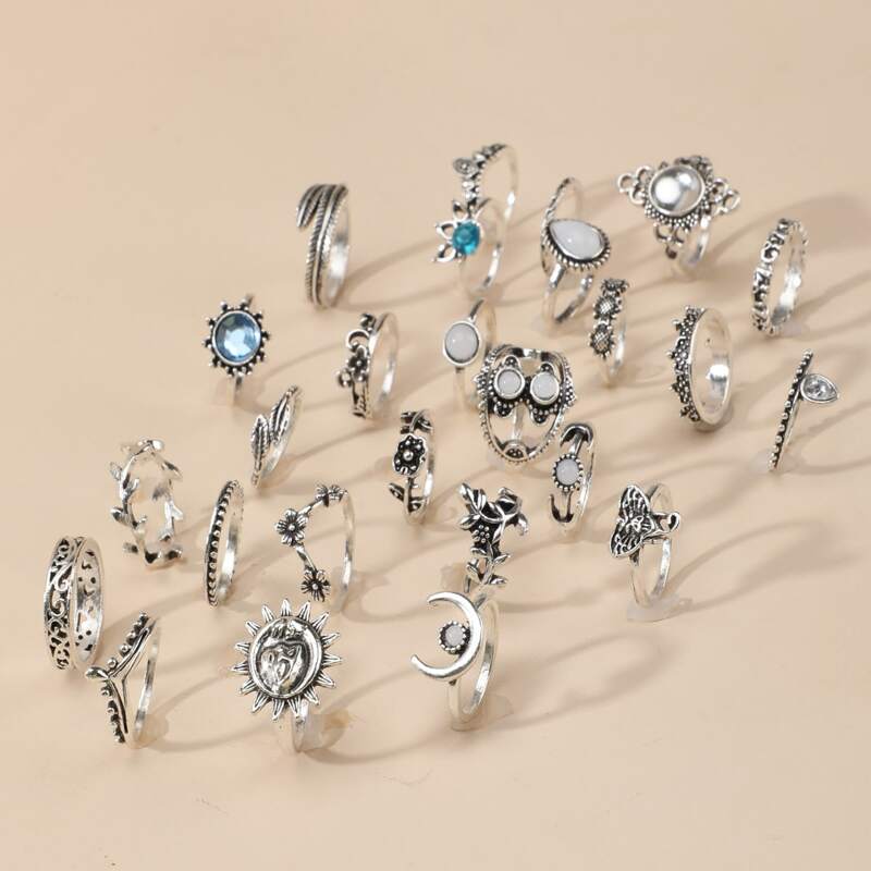 

26pcs Sun Decor Ring, Silver