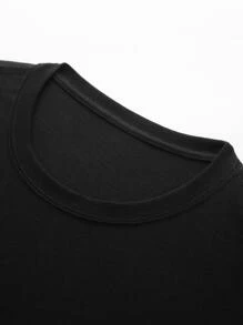 Manfinity 男士日文圖案和幾何印花T恤 - 黑色 - 查看 3