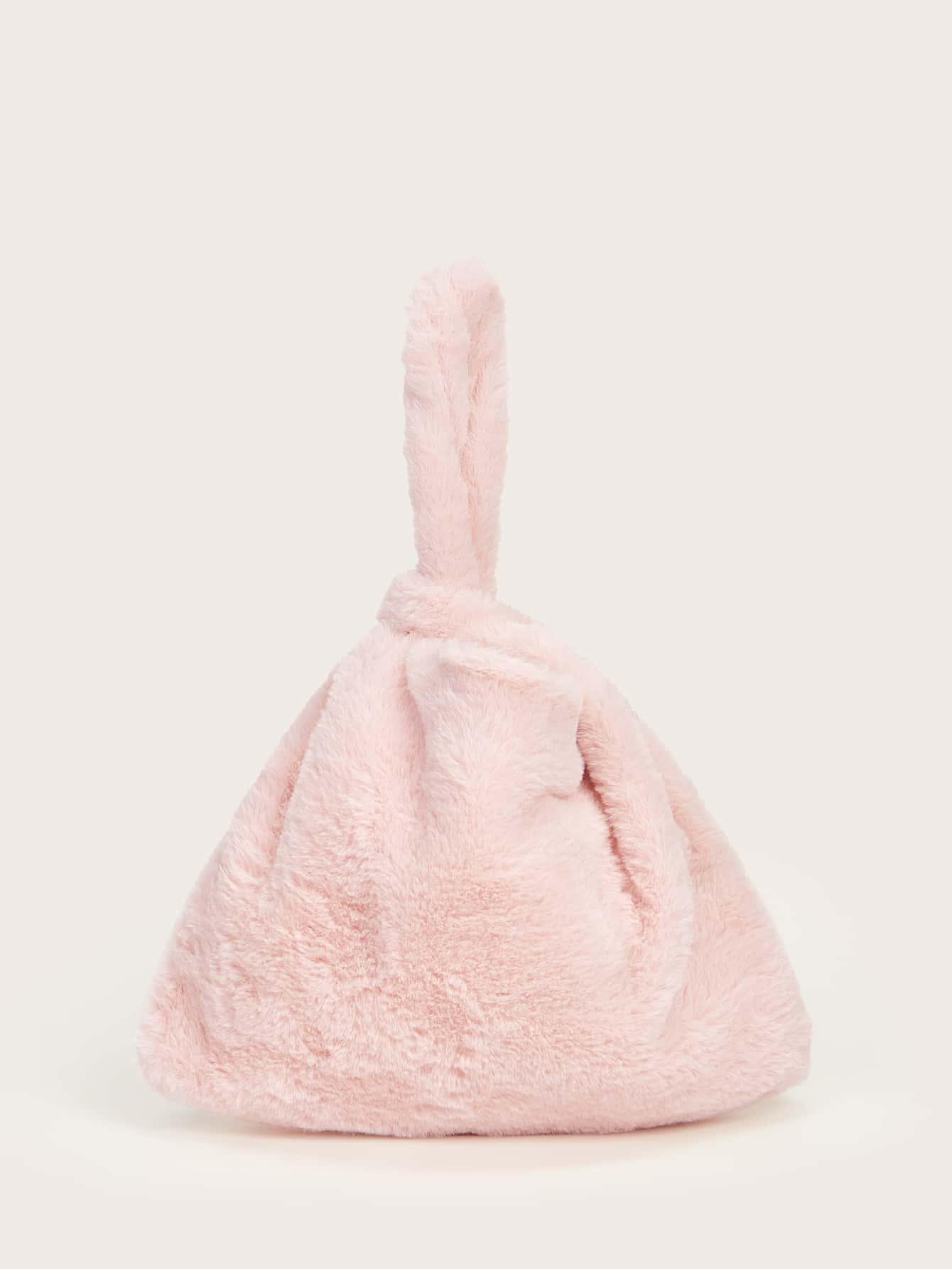 極簡風格毛茸茸手提包 - 粉色 - 查看 1