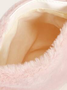 極簡風格毛茸茸手提包 - 粉色 - 查看 4