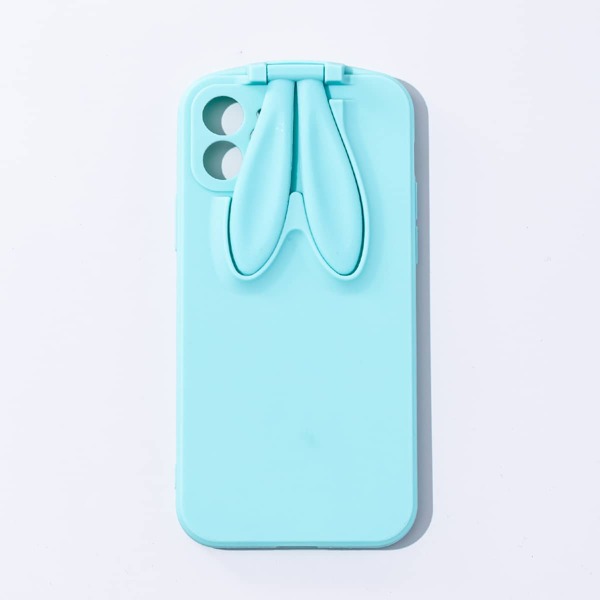 

Solid Phone Case With Rabbit Ear Holder, Mint blue