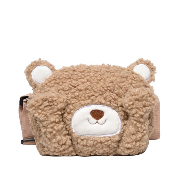 

Cartoon Bear Design Fluffy Crossbody Bag, Brown