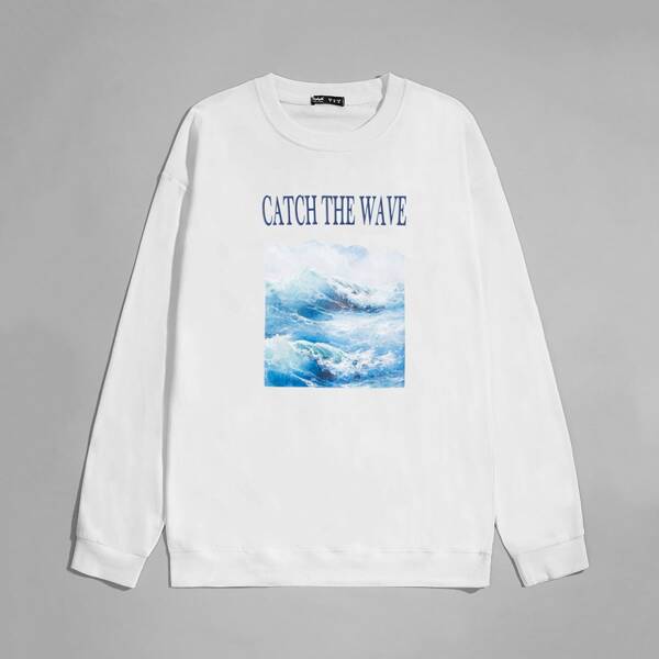 

Guys Letter Wave Graphic Sweatshirt, White
