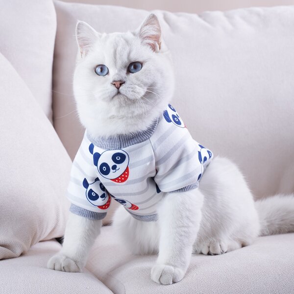 

Cartoon Panda Print Pet Sweatshirt, Multicolor