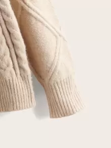 SHEIN Boys Argyle Pattern High Neck Jumper - Apricot - View 4