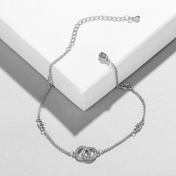 

Rhinestone Decor Anklet, Silver