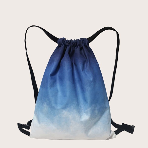 

Men Ombre Drawstring Backpack, Blue and white