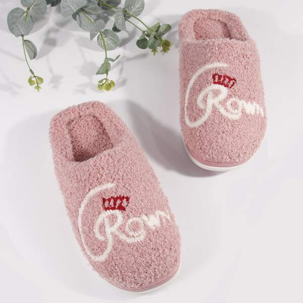 

Cartoon Design Fluffy Home Slippers, Pink