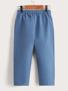 SHEIN Toddler Boys Drawstring Waist Slant Pocket Trousers - Blue - View 2