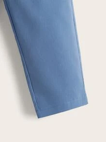 SHEIN Toddler Boys Drawstring Waist Slant Pocket Trousers - Blue - View 3