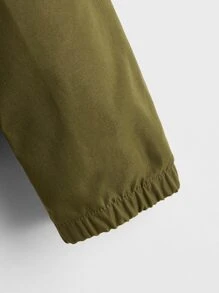 SHEIN Boys Drop Shoulder Zipper Pocket Jacket - Army Green - View 4