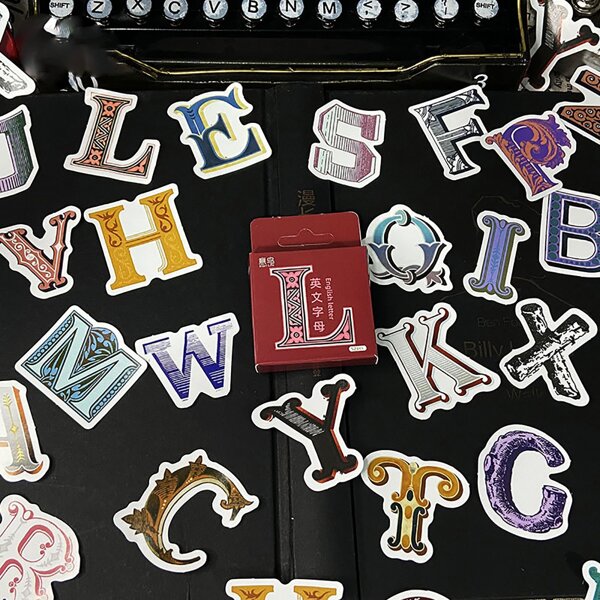 

52pcs English Alphabet Sticker, Multicolor