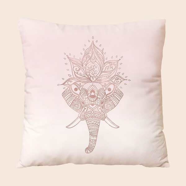

Elephant Print Cushion Cover Without Filler, Pink