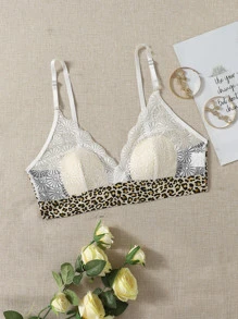 Sujetador de leopardo con encaje - Blanco - Ver 1