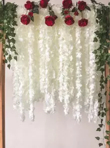 1 件 / 5 件 39 英寸人造丝紫藤藤蔓悬挂花桉树背景装饰花环家居户外婚礼拱门花园墙壁装饰、假植物、秋季装饰、房间、书桌、花园装饰、房间装饰用品、情人节、礼物 - 白色 - 查看 1