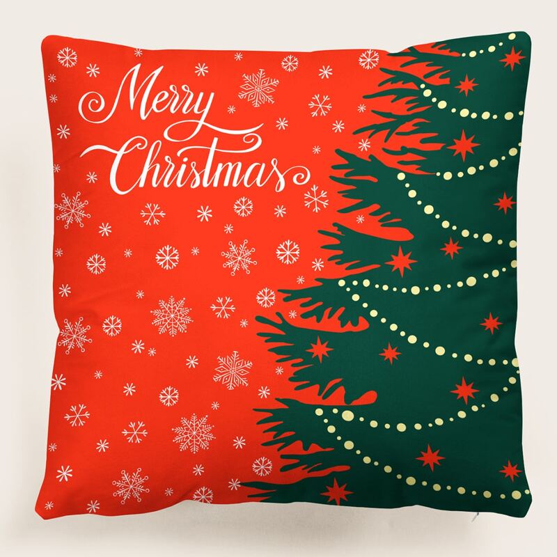 

Christmas Tree Cushion Cover Without Filler, Multicolor