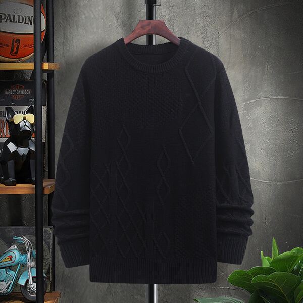 

Men Argyle Textured Sweater, Black
